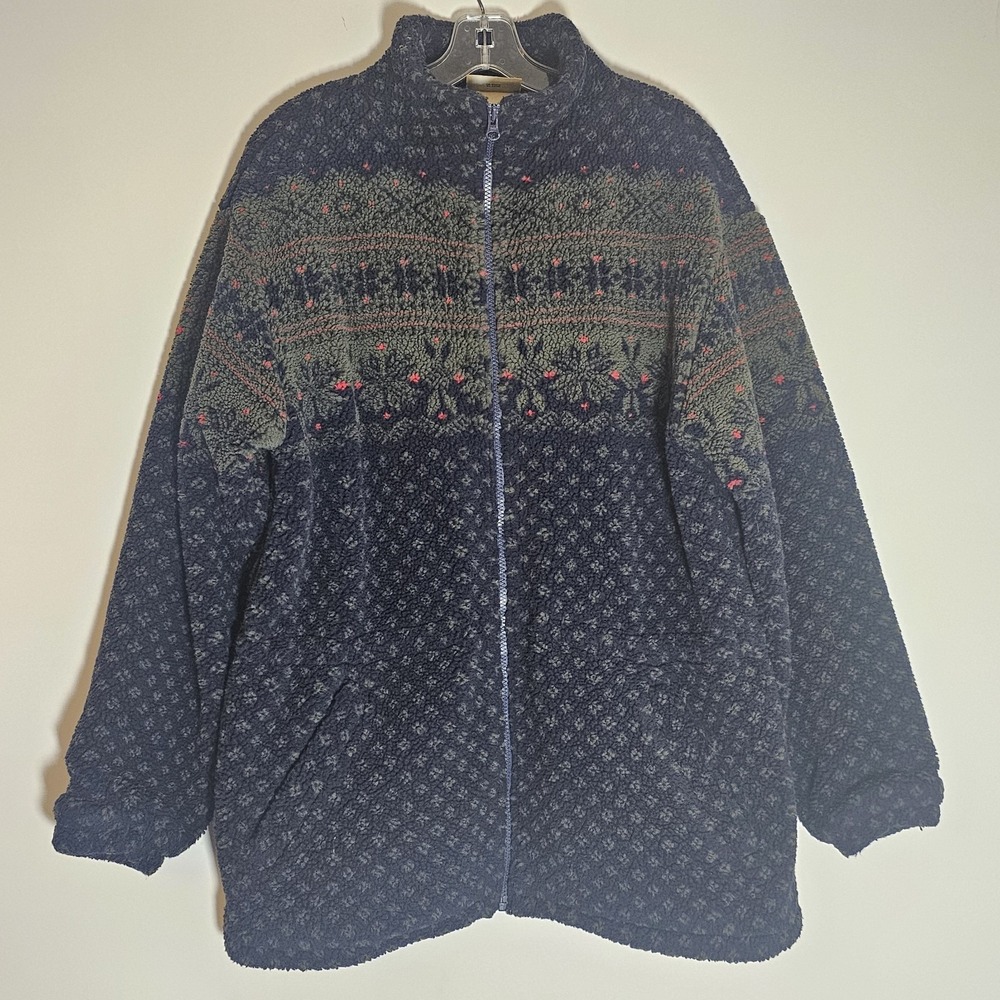Northern Reflections Jacket Mens Medium‎ VTG Hiking Fair Aisle Fleece Outdoor M